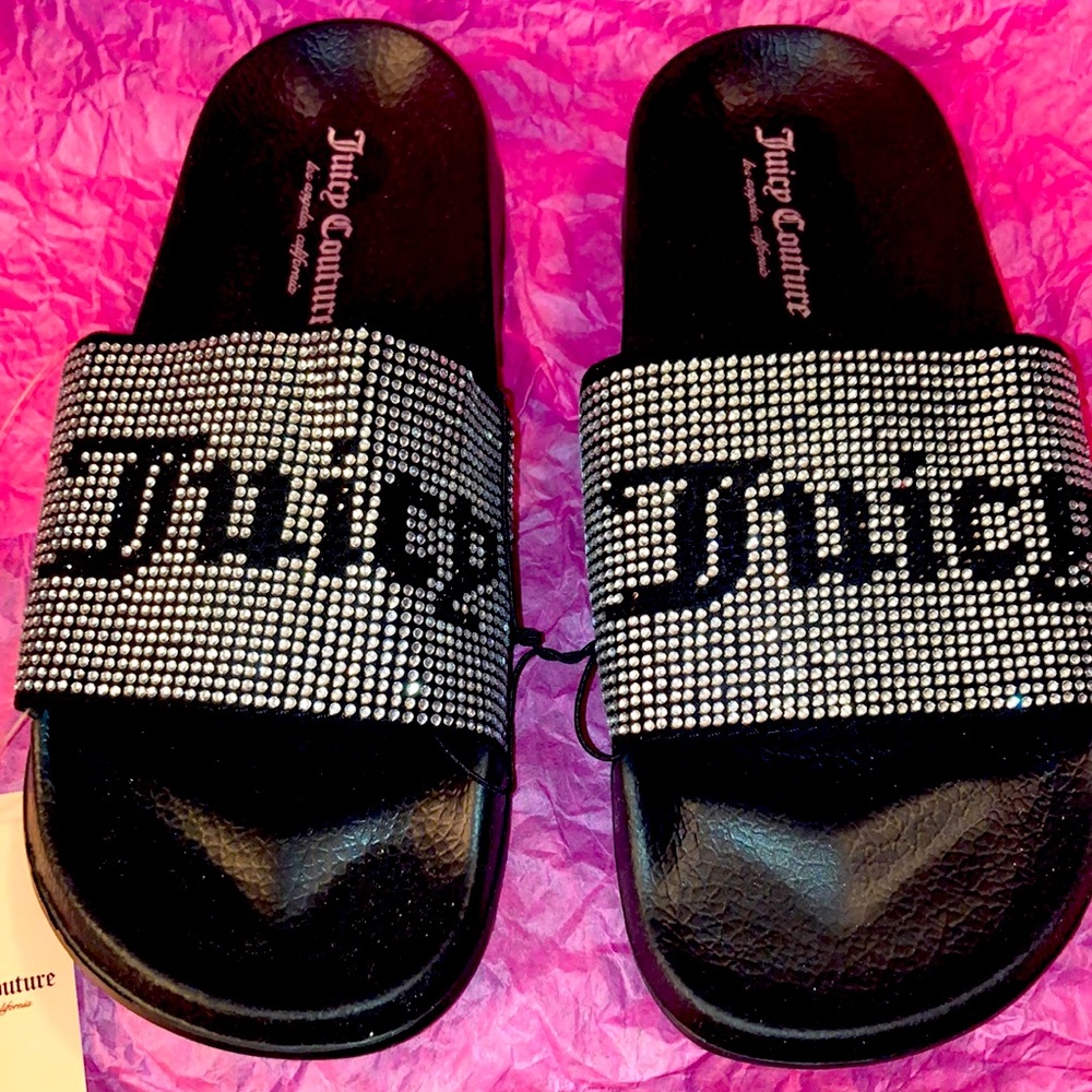 Brand new Juicy Couture slides with rhinestone detailing